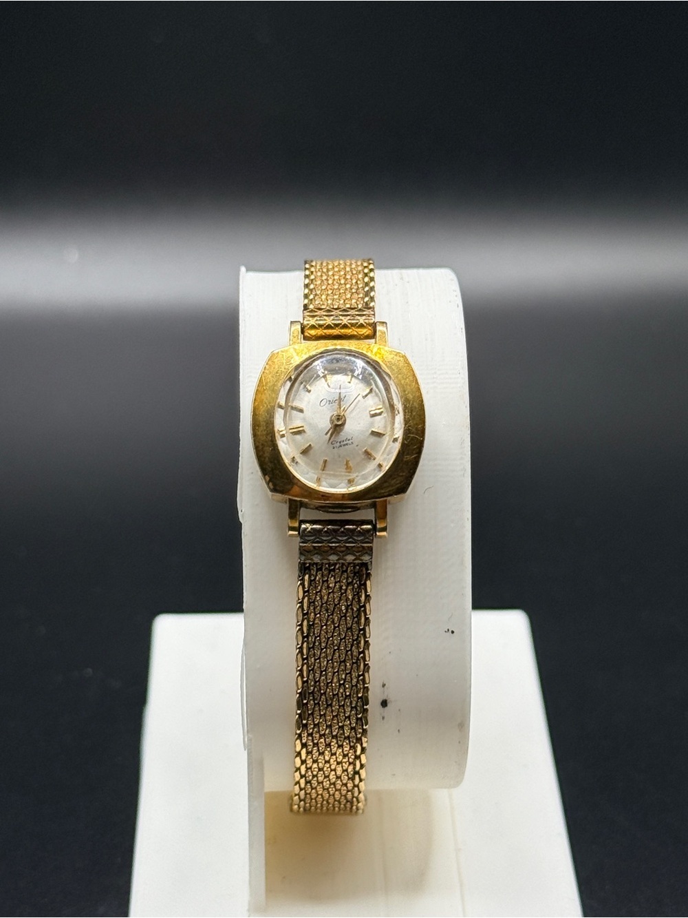 Vintage Orient 21J Ladies Watch Gold Mesh A351-80900 AS IS missing stem